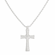 Load image into Gallery viewer, Necklace Silver Rope Chain Ridged Cross for Women
