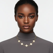 Load image into Gallery viewer, Colorful Encrusted Quatrefoil Motif Chain Necklace
