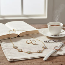 Load image into Gallery viewer, Colorful Encrusted Quatrefoil Motif Chain Necklace
