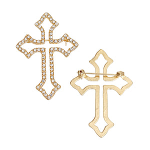 Brooch Bling Latin Cross Pin for Women