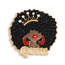 Load image into Gallery viewer, Brooch Gold Black Afro Queen Pin for Women
