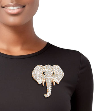 Brooch Gold Elephant Head Glam Pin for Women