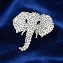 Load image into Gallery viewer, Brooch Silver Elephant Head Rhinestone Pin Women
