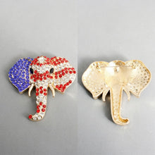 Load image into Gallery viewer, USA Patriotic Gold Elephant Head Brooch Pin
