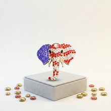 Load image into Gallery viewer, USA Patriotic Gold Elephant Head Brooch Pin
