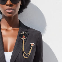 Load image into Gallery viewer, Brooch Afro Queen Double Chain Pin for Women
