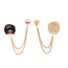 Load image into Gallery viewer, Brooch Afro Queen Double Chain Pin for Women
