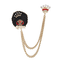 Load image into Gallery viewer, Brooch Afro Queen Double Chain Pin for Women
