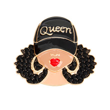 Load image into Gallery viewer, Brooch Black Gold Afro Queen Pin for Women
