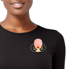 Load image into Gallery viewer, Brooch Pink Gold Afro Queen Pin for Women
