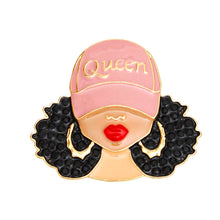 Load image into Gallery viewer, Brooch Pink Gold Afro Queen Pin for Women
