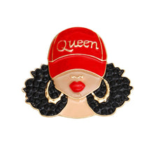 Load image into Gallery viewer, Brooch Red Gold Afro Queen Pin for Women
