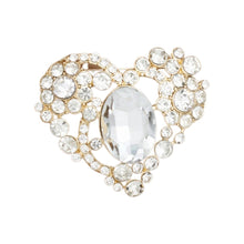 Load image into Gallery viewer, Brooch Gold Crystal Flower Heart Pin for Women
