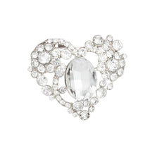 Load image into Gallery viewer, Brooch Silver Crystal Flower Heart Pin for Women
