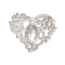 Load image into Gallery viewer, Brooch Silver Crystal Flower Heart Pin for Women
