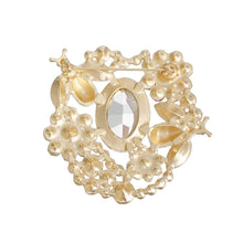 Load image into Gallery viewer, Brooch Gold Clear Glass Crystal Bee Flower Pin
