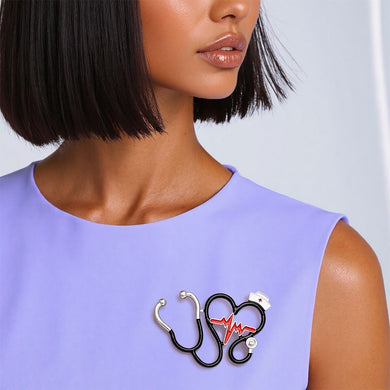 Brooch Black Nurse Medical Stethoscope Pin