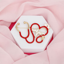 Load image into Gallery viewer, Brooch Red Nurse Medical Stethoscope Pin
