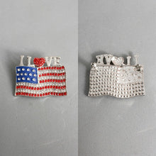 Load image into Gallery viewer, I LOVE American Flag Silver Patriotic Brooch Pin
