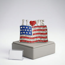 Load image into Gallery viewer, I LOVE American Flag Silver Patriotic Brooch Pin
