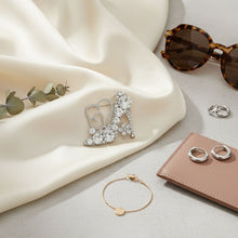 Load image into Gallery viewer, Glass Crystal High Heel and Heart Silver Brooch
