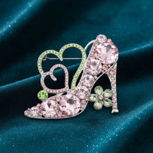 Load image into Gallery viewer, Glass Crystal High Heel and Heart AKA Brooch
