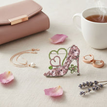 Load image into Gallery viewer, Glass Crystal High Heel and Heart AKA Brooch
