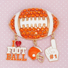 Load image into Gallery viewer, Brooch Football Team Spirit Orange and White Pin
