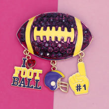Load image into Gallery viewer, Brooch Football Team Spirit Purple and Yellow Pin
