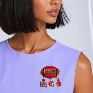 Brooch Football Team Spirit Red and Black Pin
