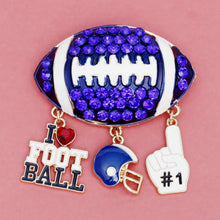 Load image into Gallery viewer, Brooch Football Team Spirit Blue and White Pin
