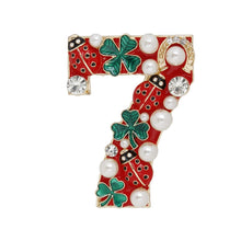 Load image into Gallery viewer, Brooch Lucky Seven Gold and Red Ladybug Pin
