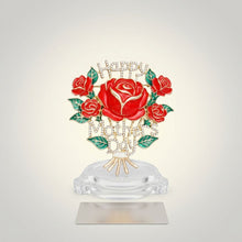 Load image into Gallery viewer, Brooch Gold Mother's Day Red Rose Bouquet Pin
