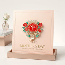 Load image into Gallery viewer, Brooch Gold Mother's Day Red Rose Bouquet Pin
