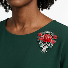 Load image into Gallery viewer, Brooch Silver Mother's Day Red Rose Bouquet Pin

