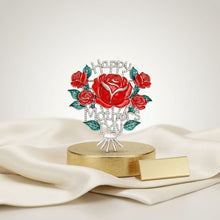 Load image into Gallery viewer, Brooch Silver Mother's Day Red Rose Bouquet Pin
