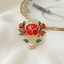 Load image into Gallery viewer, Brooch Pearl Mother's Day Red Rose Bouquet Pin
