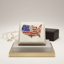 Load image into Gallery viewer, USA Map Gold Rhinestone Patriotic Brooch Pin
