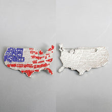 Load image into Gallery viewer, USA Map Silver Rhinestone Patriotic Brooch Pin
