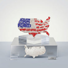 Load image into Gallery viewer, USA Map Silver Rhinestone Patriotic Brooch Pin
