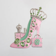Load image into Gallery viewer, Pink Green Silver High Heel Queen Brooch Pin

