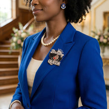 Load image into Gallery viewer, Silver Birthday Queen Afro Crown Rhinestone Brooch
