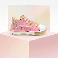 Load image into Gallery viewer, Pink Breast Cancer Hope Sneaker Gold Brooch Pin
