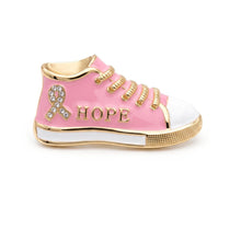 Load image into Gallery viewer, Pink Breast Cancer Hope Sneaker Gold Brooch Pin
