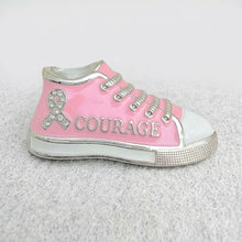 Load image into Gallery viewer, Pink Breast Cancer Hope Sneaker Silver Brooch Pin
