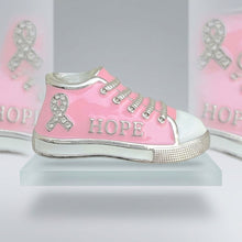Load image into Gallery viewer, Pink Breast Cancer Hope Sneaker Silver Brooch Pin
