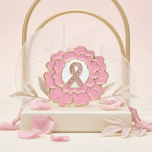 Load image into Gallery viewer, Pink Breast Cancer Awareness Gold Flower Brooch
