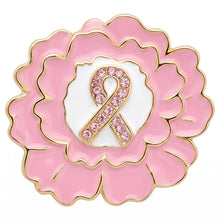 Load image into Gallery viewer, Pink Breast Cancer Awareness Gold Flower Brooch
