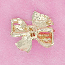 Load image into Gallery viewer, Brooch Graceful Red Gold Ribbon Bow Classic Pin
