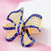 Load image into Gallery viewer, Brooch Graceful Royal Blue Ribbon Bow Classic Pin
